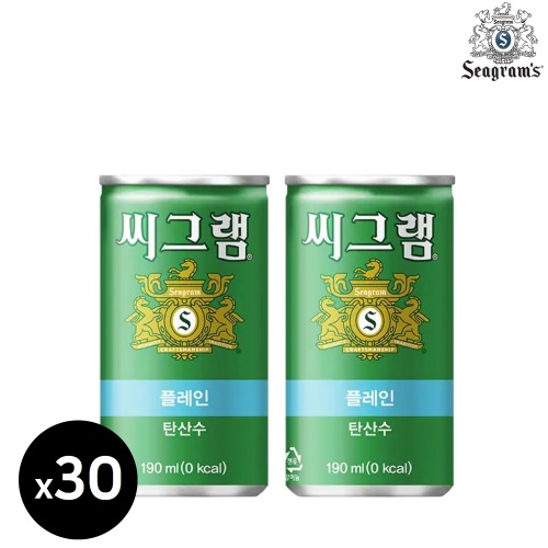 씨그램 플레인 190ml 30캔 미니 캔음료 음료수 탄산수