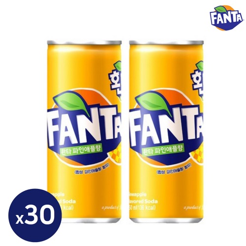 환타 파인애플 250ml 30캔 과즙 탄산 캔음료 음료수