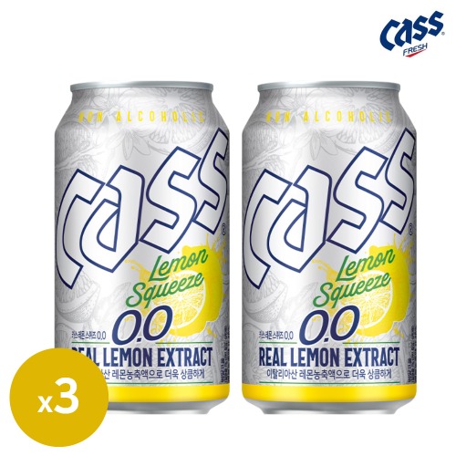 카스 레몬 스퀴즈 0.0 355ml 3캔 논알콜 맥주 무알콜 맥주맛 음료 오비맥주